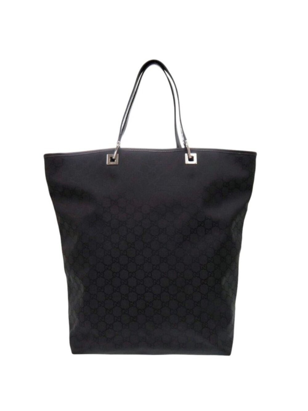 Gucci GG Pattern Nylon Leather Black Tote